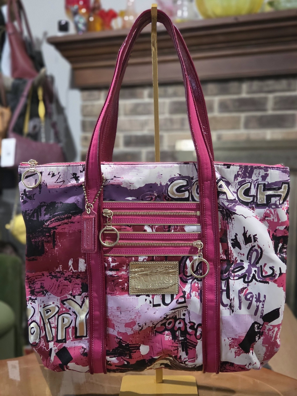 Authentic Coach Poppy Graffiti Glam Tote Bag (Style No. 14987)